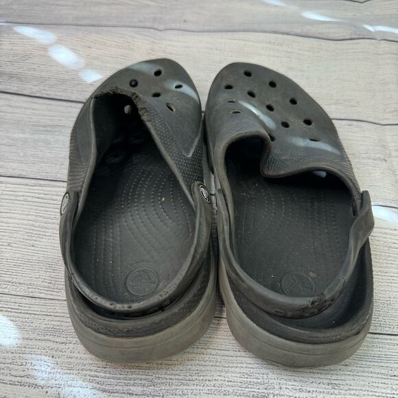 Crocs Duet Sport Black Slide On Clogs Men Size 9 Women Size 11 - Picture 2 of 9